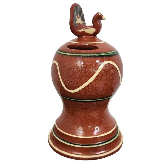 Dorothy Long Redware Vintage Pottery Turkey Bank Redware Pottery 1987 Redware